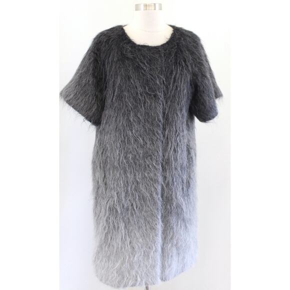 Calvin Klein Black Gray Ombre Fuzzy Mohair Wool Alpaca Jacket Coat Coatigan Sz S - Picture 1 of 7